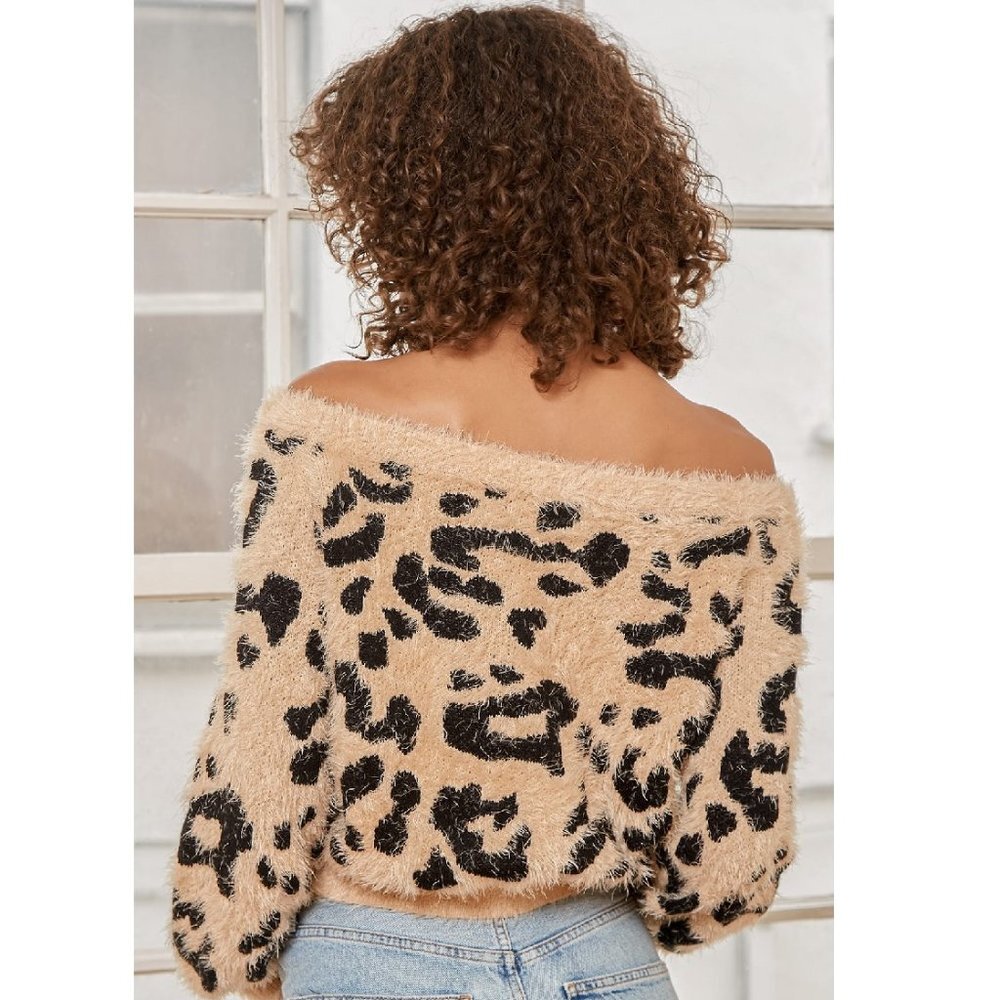 Lulus Off-The-Shoulder Leopard Sweater - Picture 2 of 9